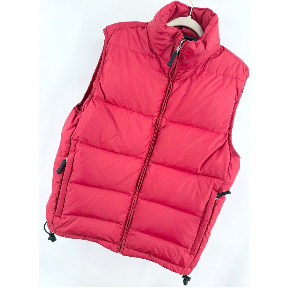 GAP Men's Medium Red Puffer Reversible Vest Down Fill Full Zip Pockets Outdoor